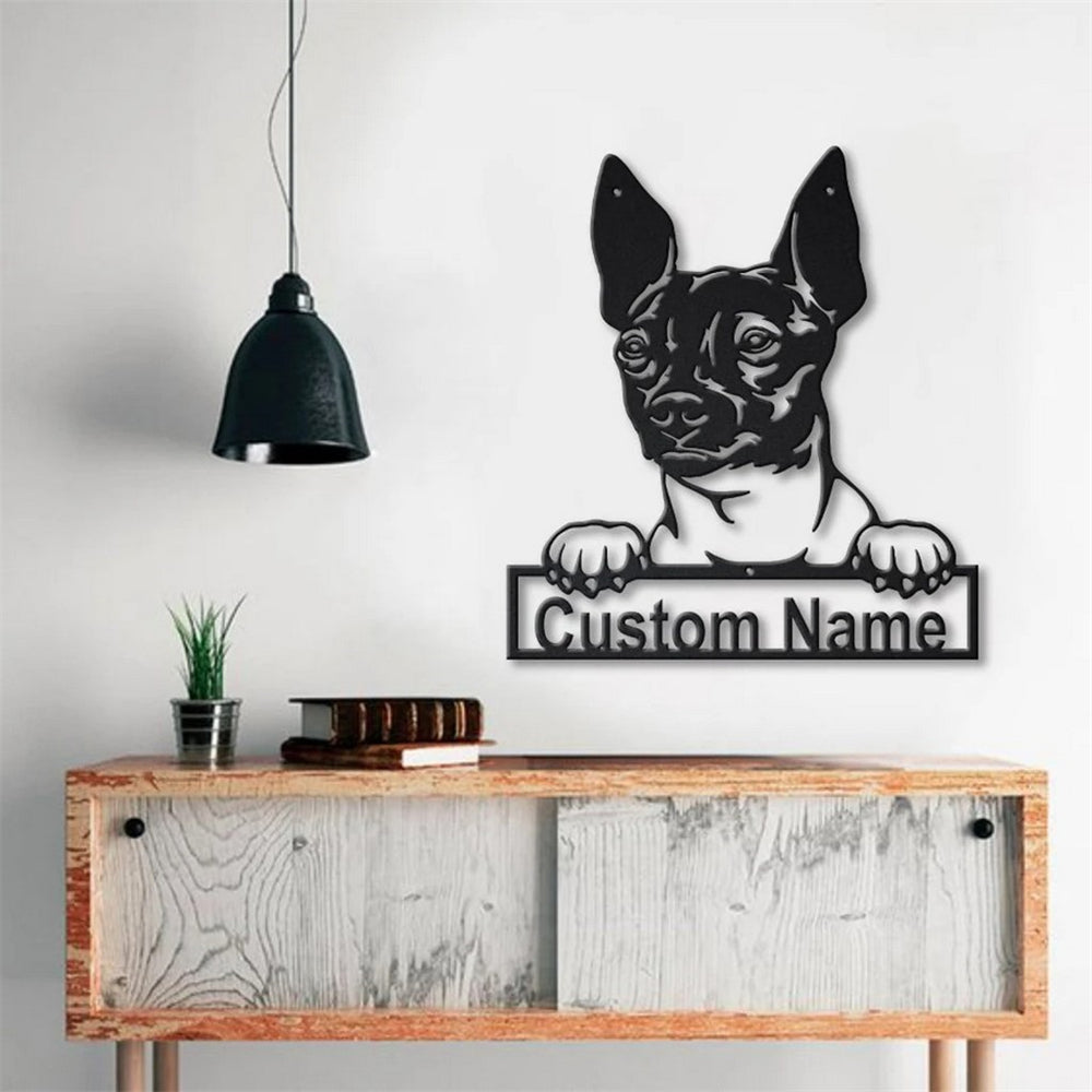 American Hairless Terrier Dog Metal Art Personalized Metal Name Sign