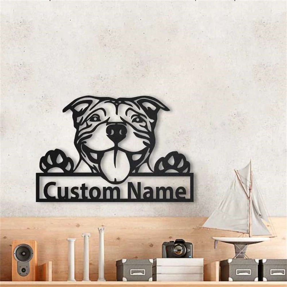 American Pit Bull Dog Metal Wall Art Dog Lover Personalized Metal Sign