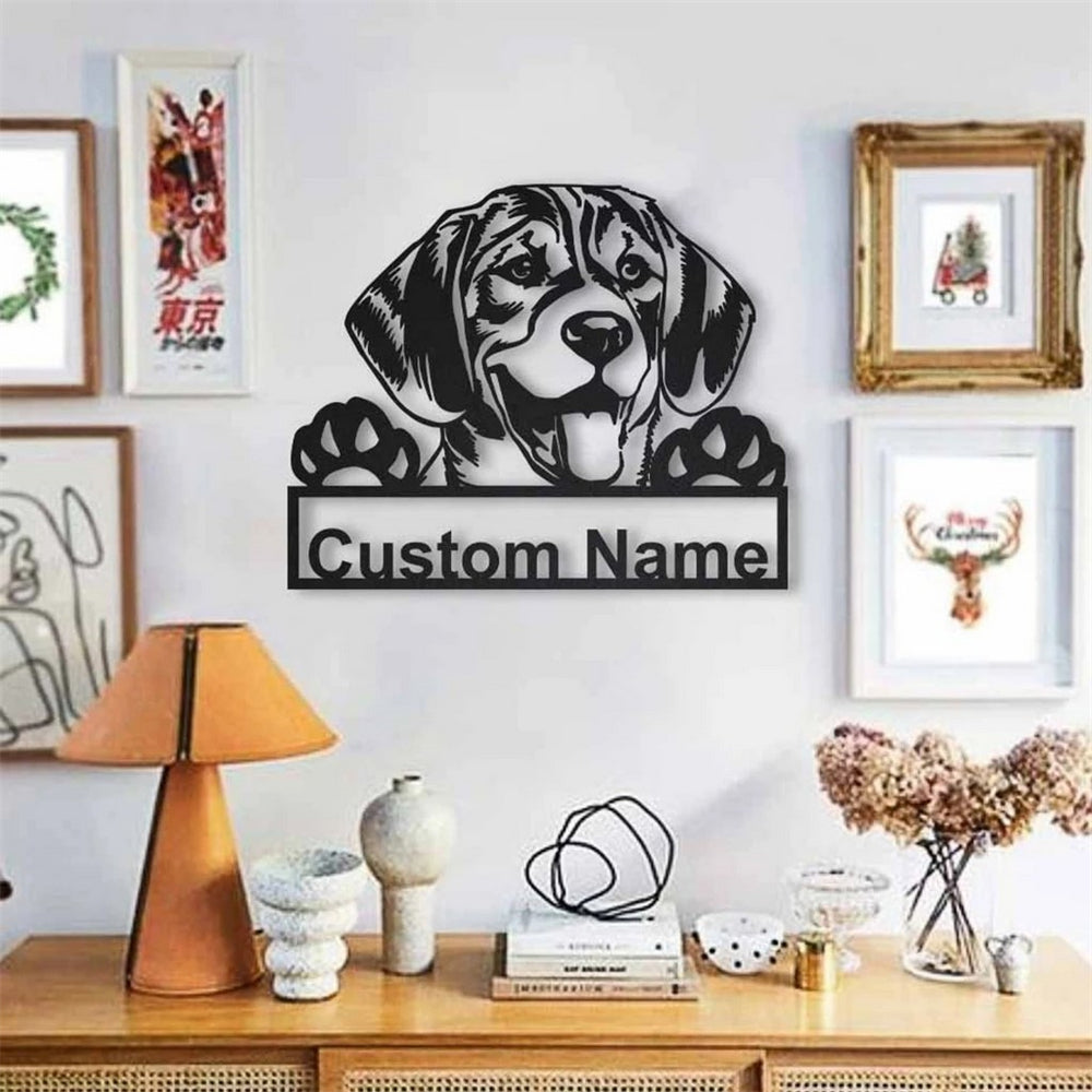 Beagle Dog Metal Art Personalized Metal Name Sign