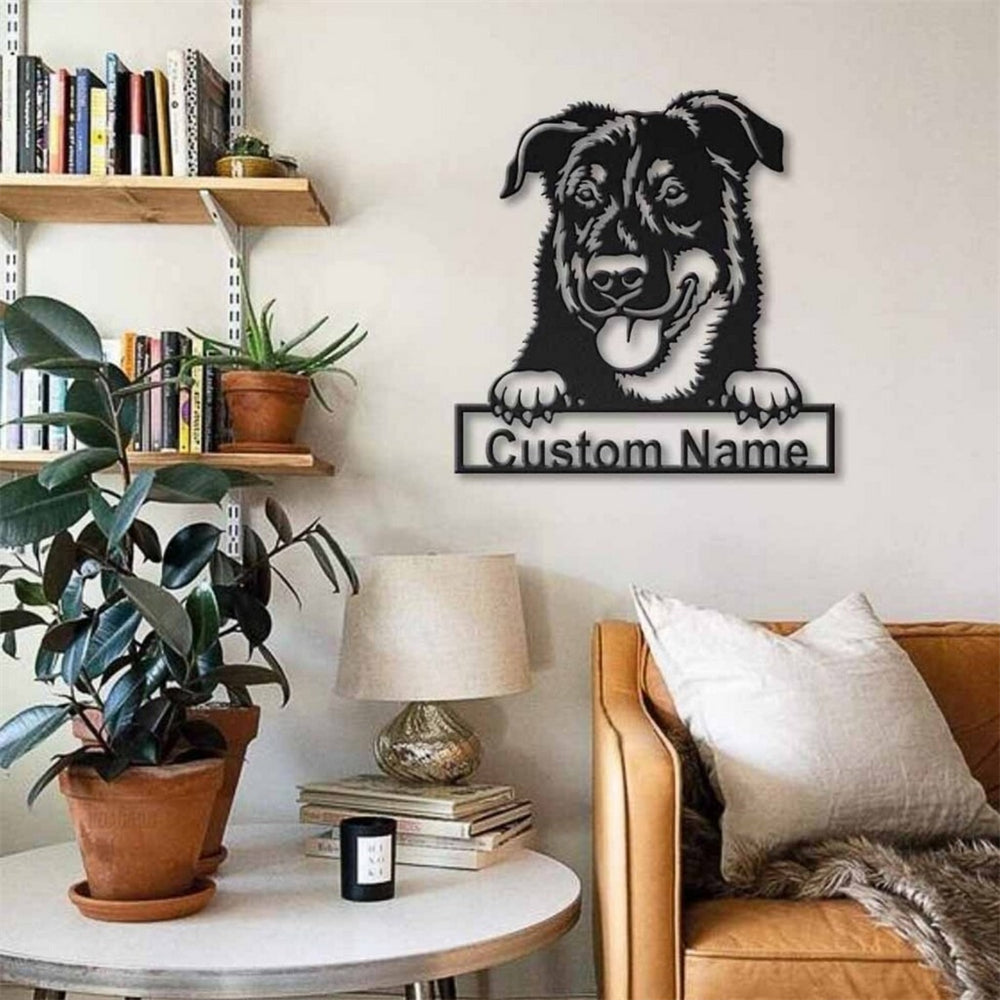 Beauceron Dog Metal Art Personalized Metal Name Sign