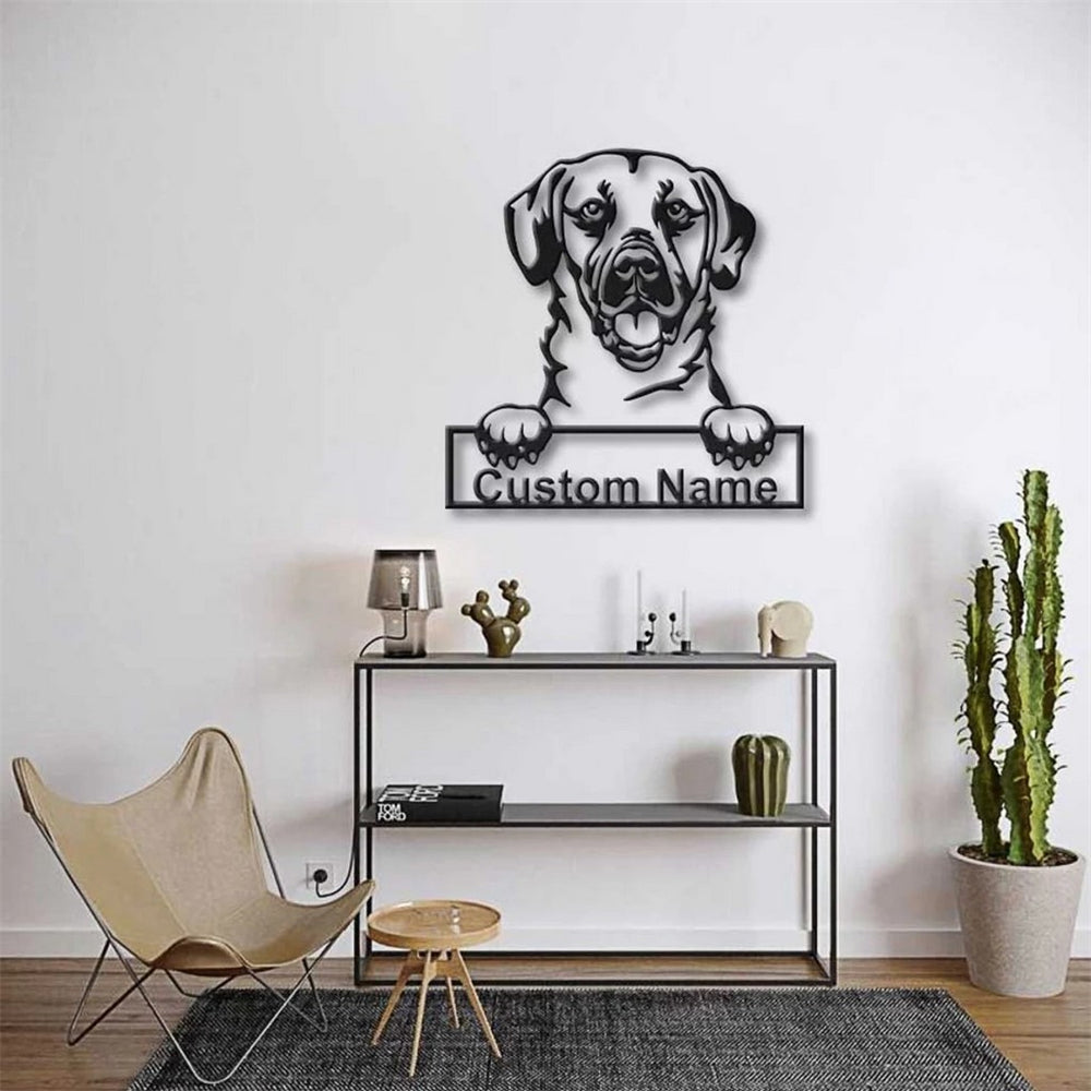 Black Mouth Cur Dog Metal Art Personalized Metal Name Sign