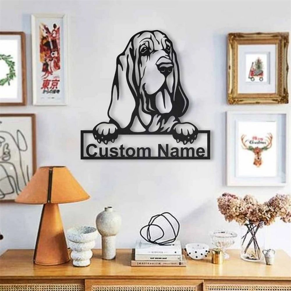 Bloodhound Dog Metal Art Personalized Metal Name Sign