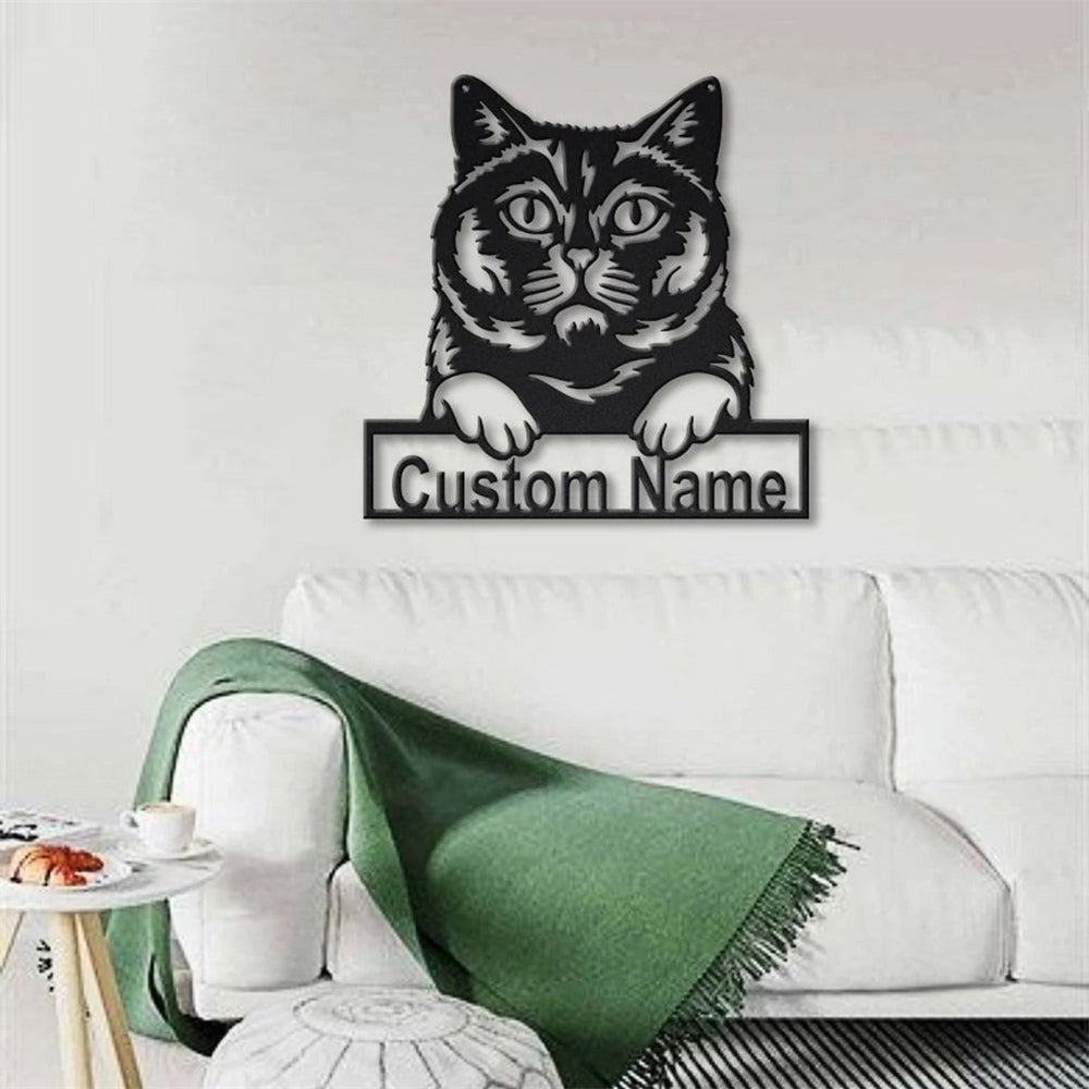 British Shorthair Cat Metal Art Personalized Metal Name Sign