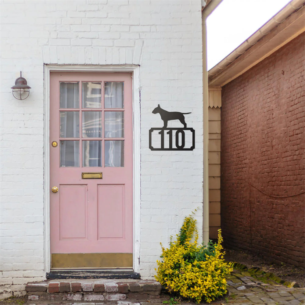 Bull Terrier Home Number Monogram Address Sign Custom