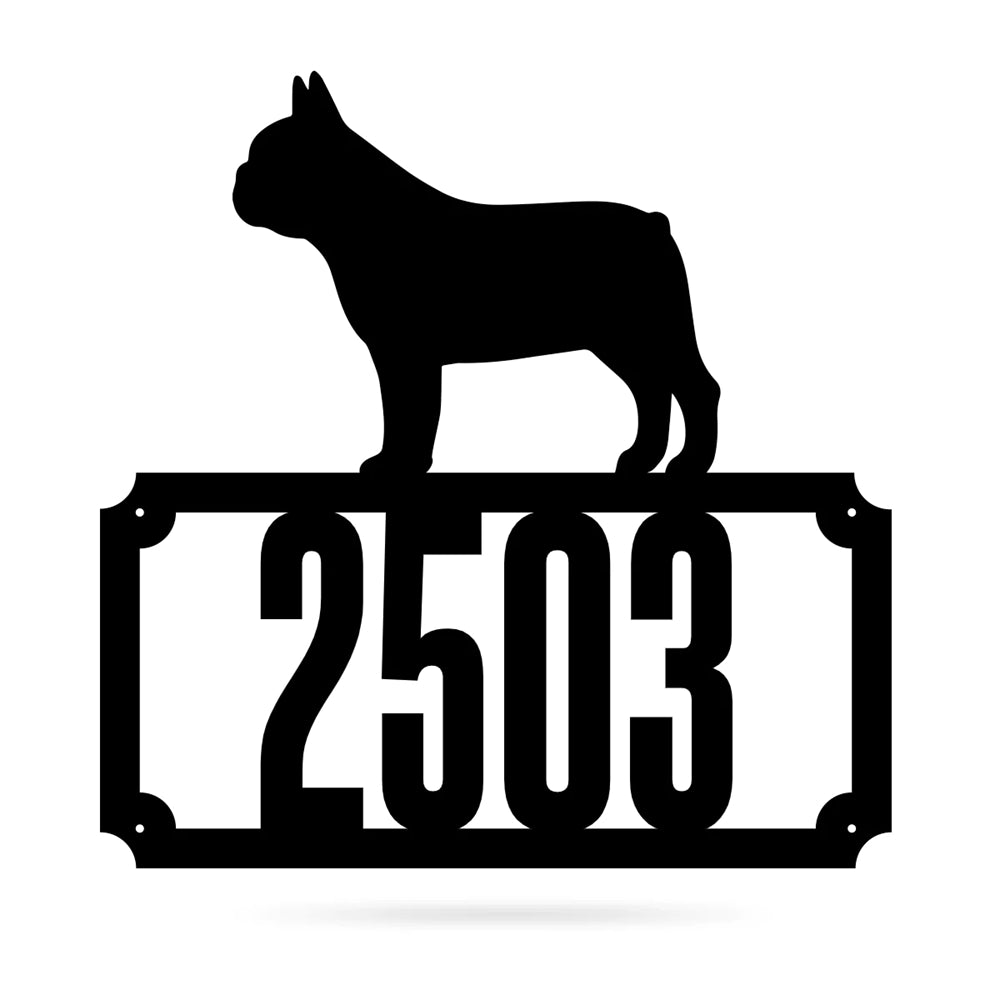 Bulldog Home Number Monogram Address Sign Custom