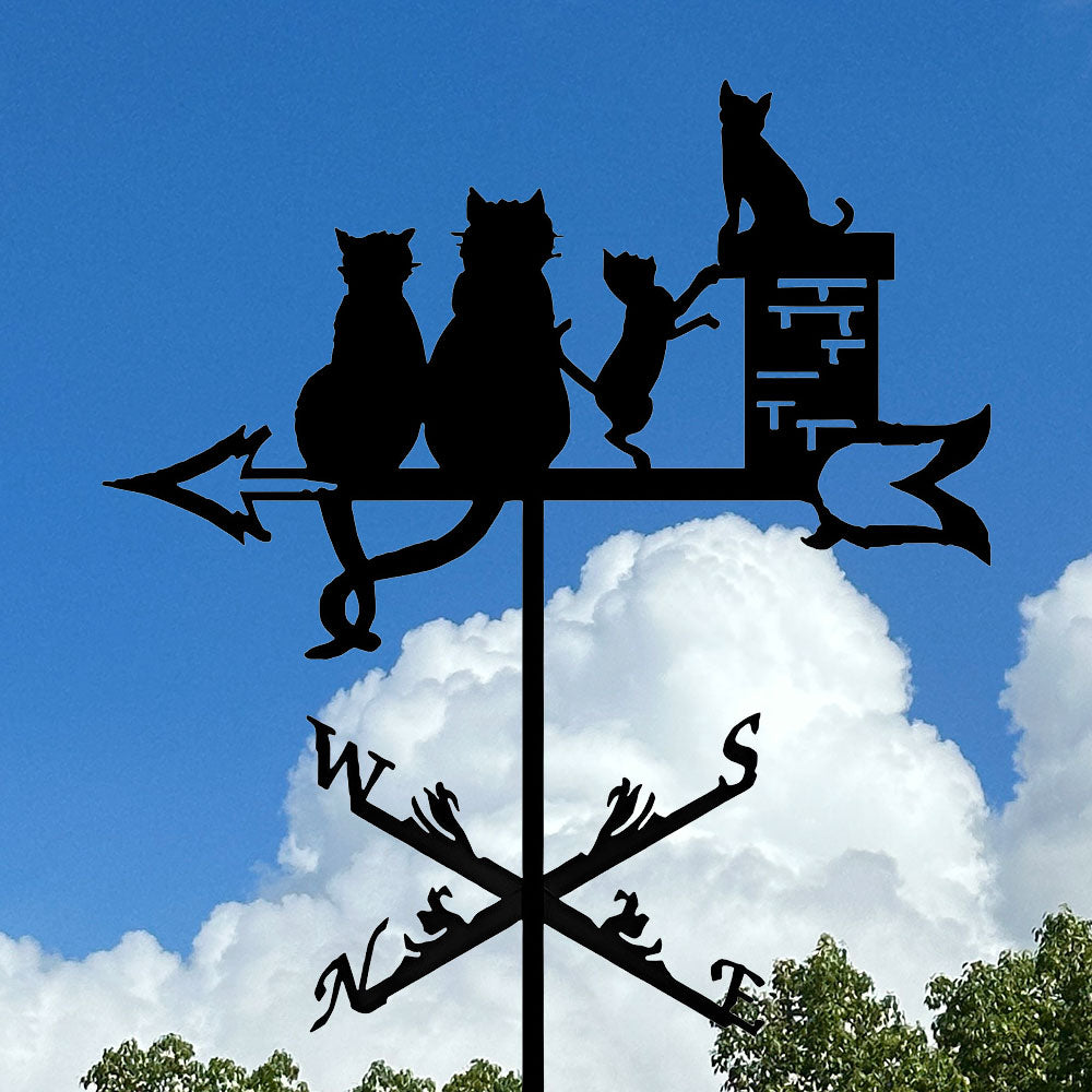 Cat Family Stainless Steel Weathervane
