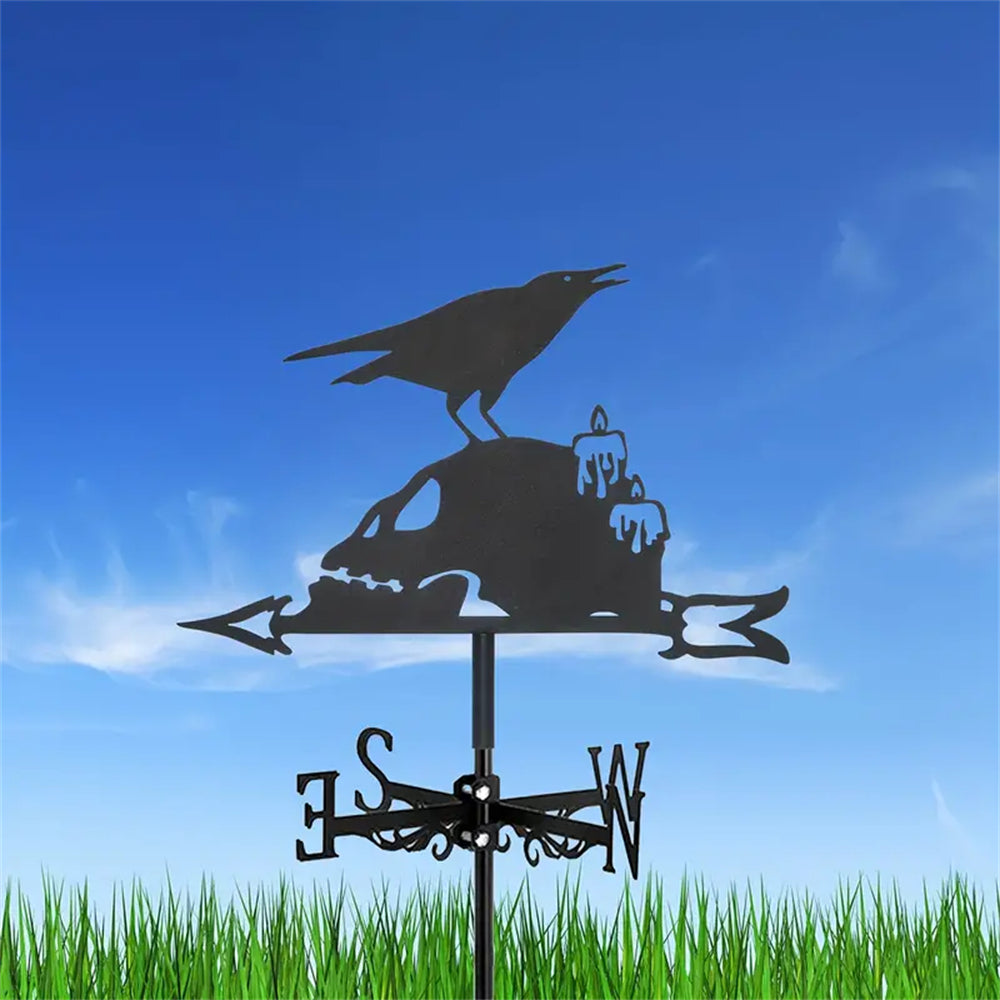 Crow And Skeleton Stainless Steel Weathervane