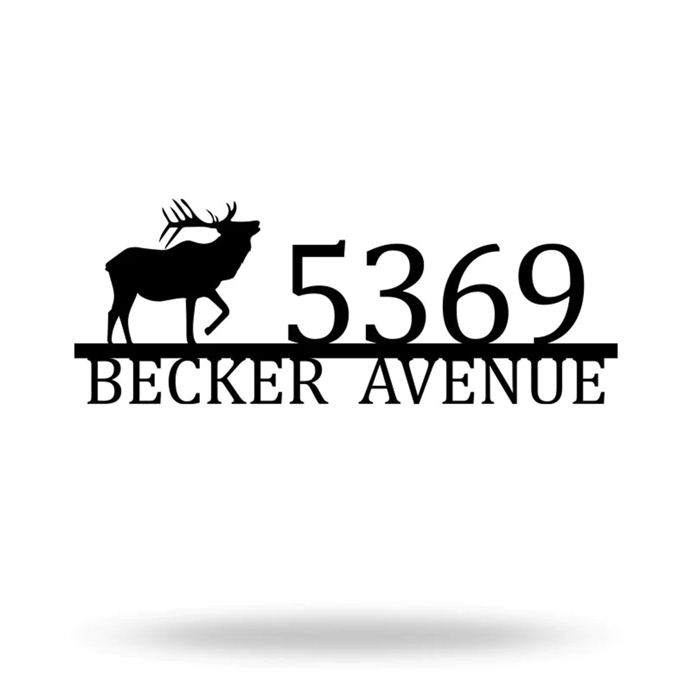 Elk Antler Address Metal Sign Custom