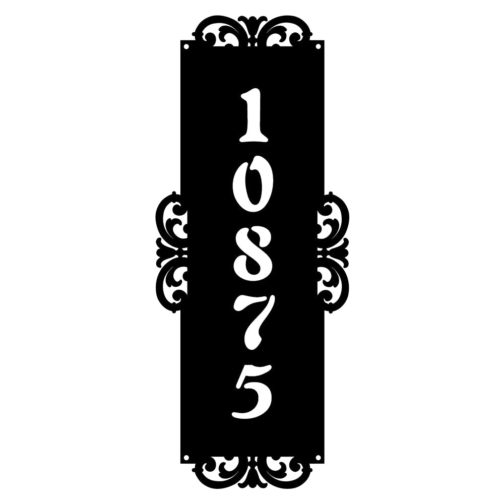 Fancy-Vertical Number Monogram Address Metal Sign Custom