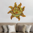 Engraved Sun and Moon Mosaic Metal Wall Art