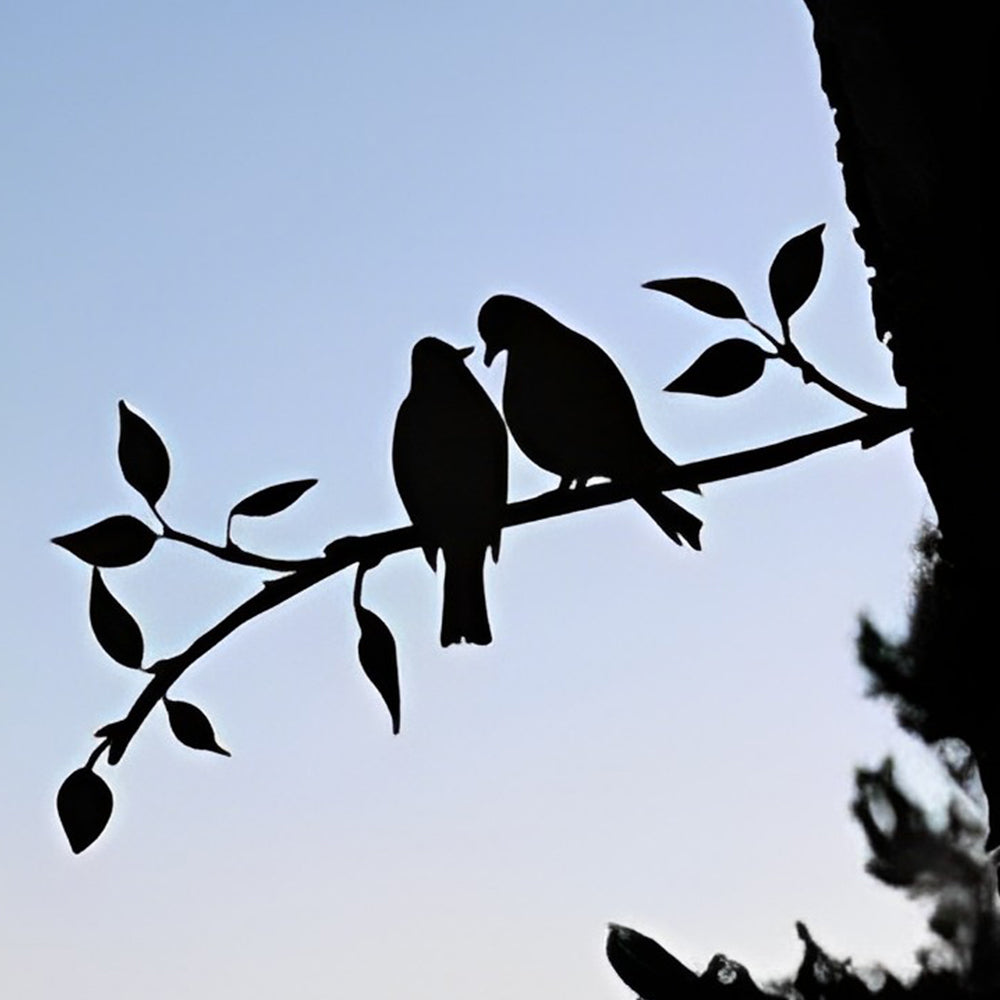 Lovebirds Tree Decorations Outdoor Metal Garden Art