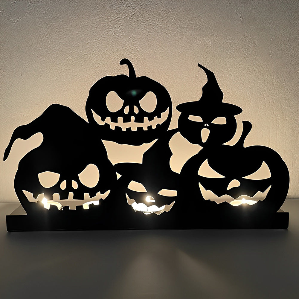 Halloween Five Pumpkin Lamps Candle Holder Metal Decorative