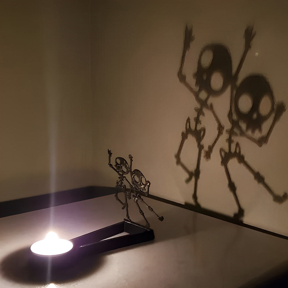Halloween Dancing Skeletons Candle Holder Metal Decorative