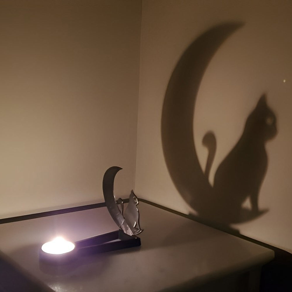 Halloween Moon Cat Candle Holder Metal Decorative
