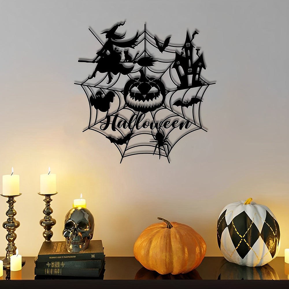 Halloween Spider Web Metal Wall Art METAL0452