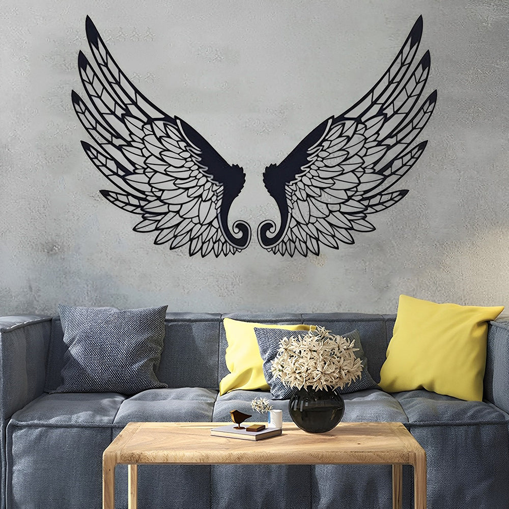 1 Pair Black Angel Wings Metal Wall Art