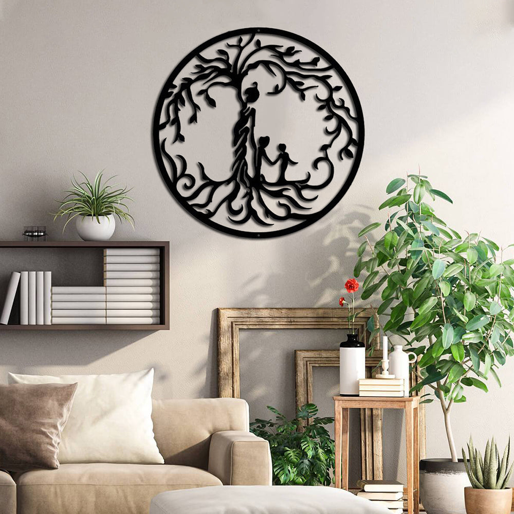 Mother and Children Tree of Life Metal Wall Art