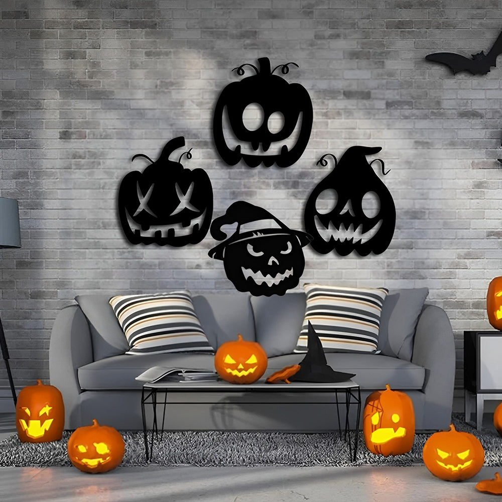 Halloween Pumpkins Metal Wall Art