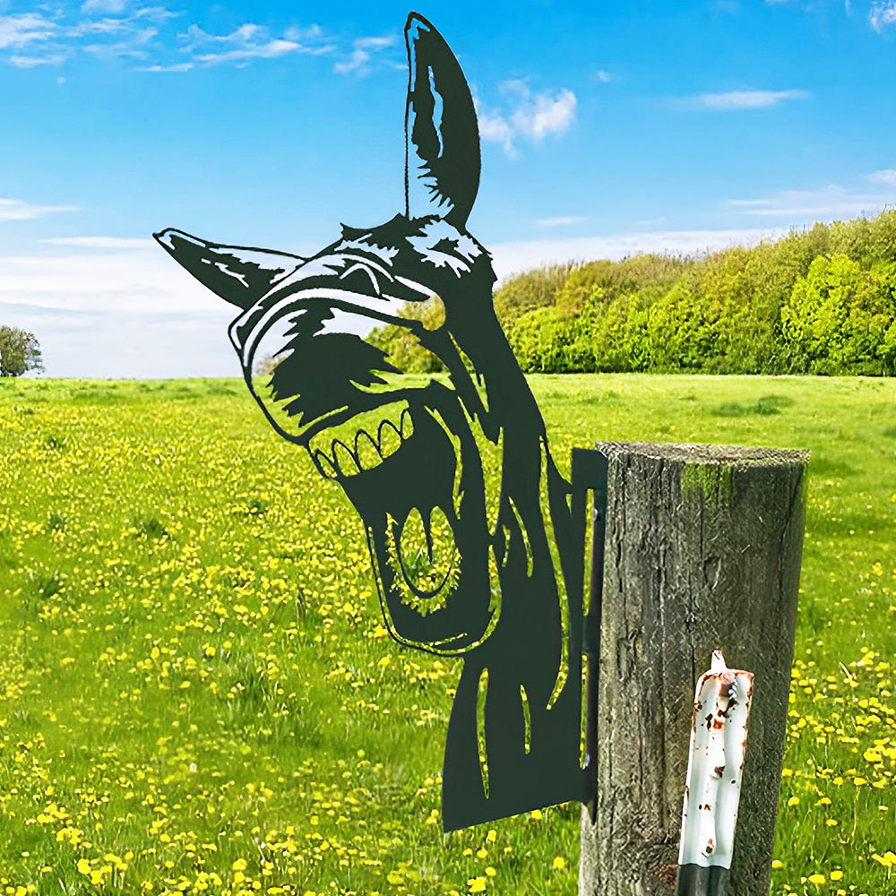 Growling Donkey Farm Peeping Animal Outdoor Metal Garden Art