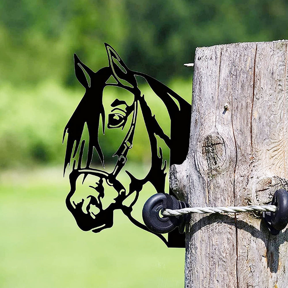 Horse Farm Peeping Animal Outdoor Metal Garden Art