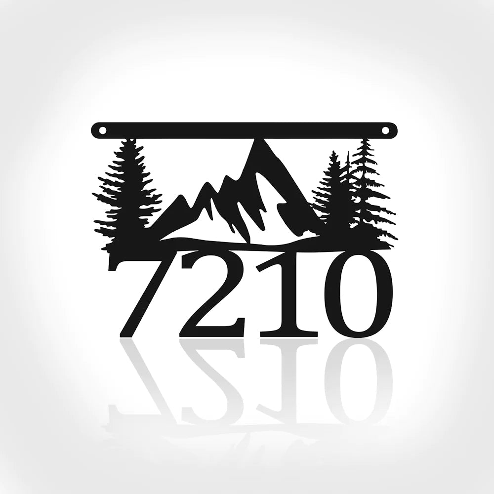 Mountain House Number Sign Address Metal Sign Custom