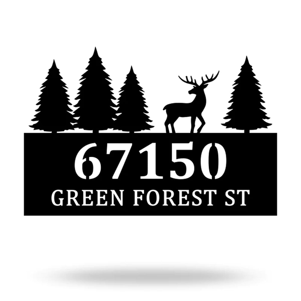 Deer Metal House Number Sign Address Plaque Metal Sign Custom