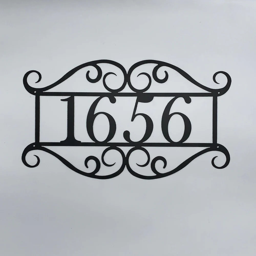Scroll House Number Plaque Custom Address Metal Sign