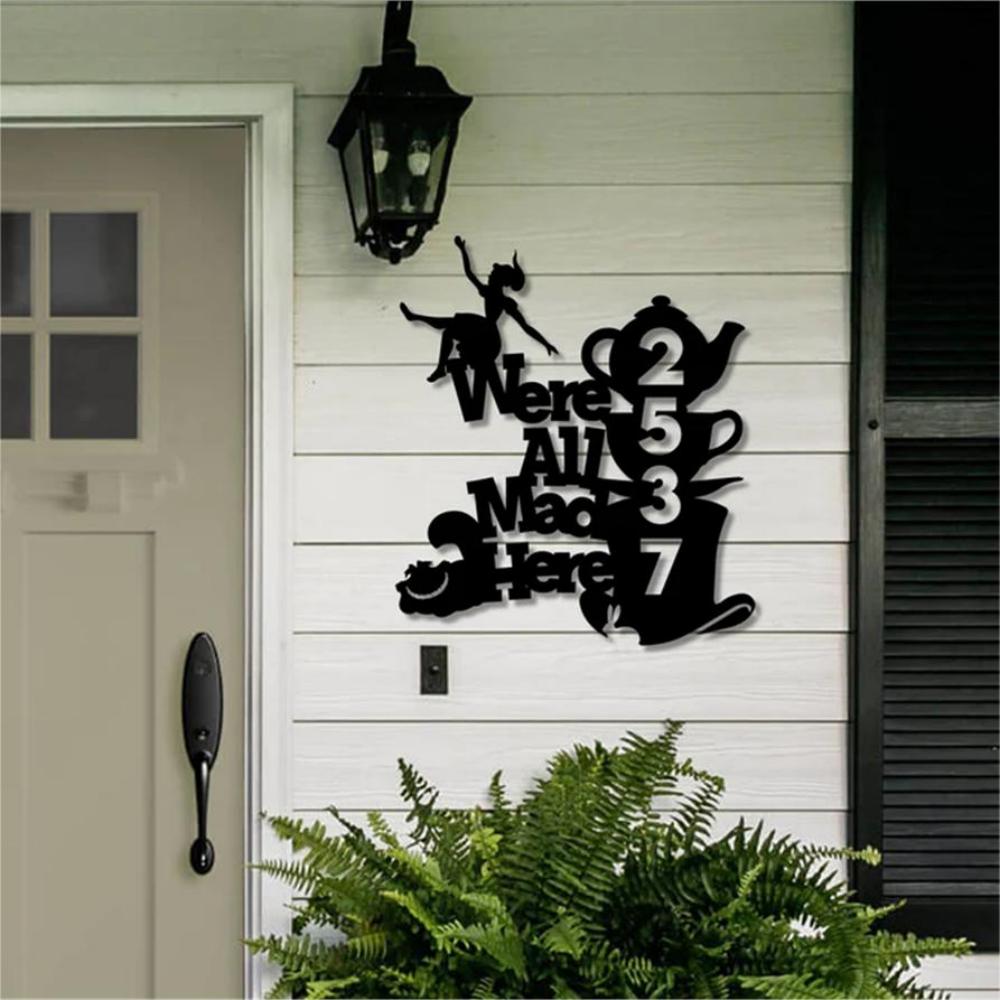We're All Mad Here Custom Address Metal Sign