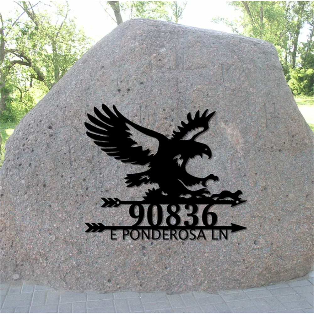 With Eagle For Rock Or Wall Eagle Custom Address Metal Sign