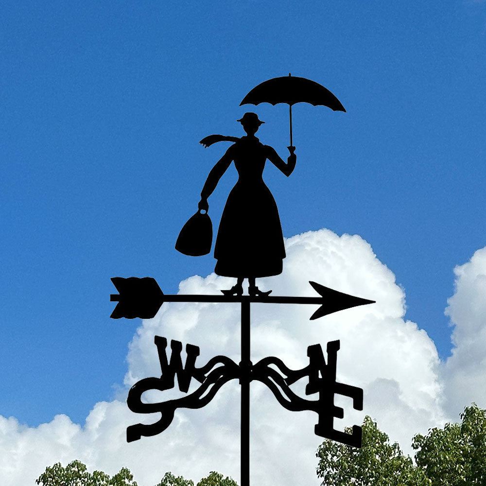 Woman with Umbrella Stainless Steel Weathervane