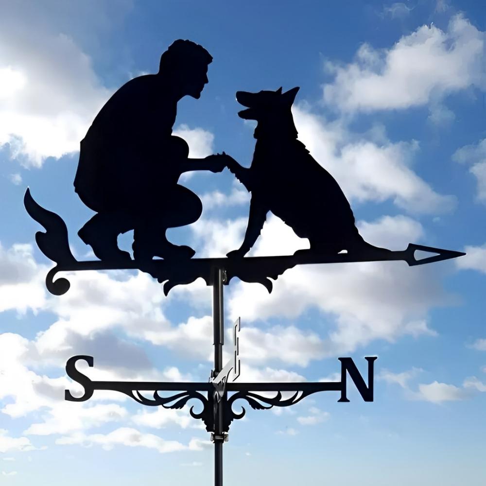 Man and Dog Stainless Steel Weathervane